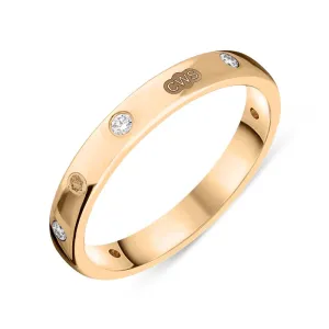 18ct Rose Gold 0.12ct Diamond King's Coronation Hallmark 3mm Ring