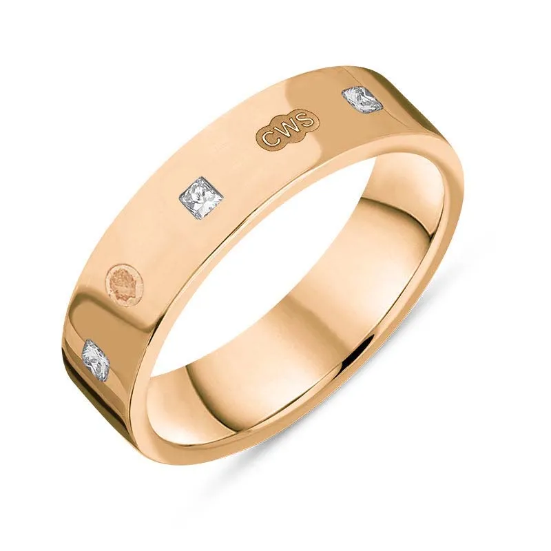 18ct Rose Gold 0.24ct Diamond King's Coronation Hallmark Princess Cut 5mm Ring