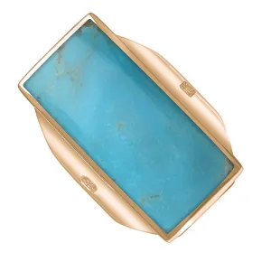 18ct Rose Gold Turquoise King's Coronation Hallmark Large Oblong Ring