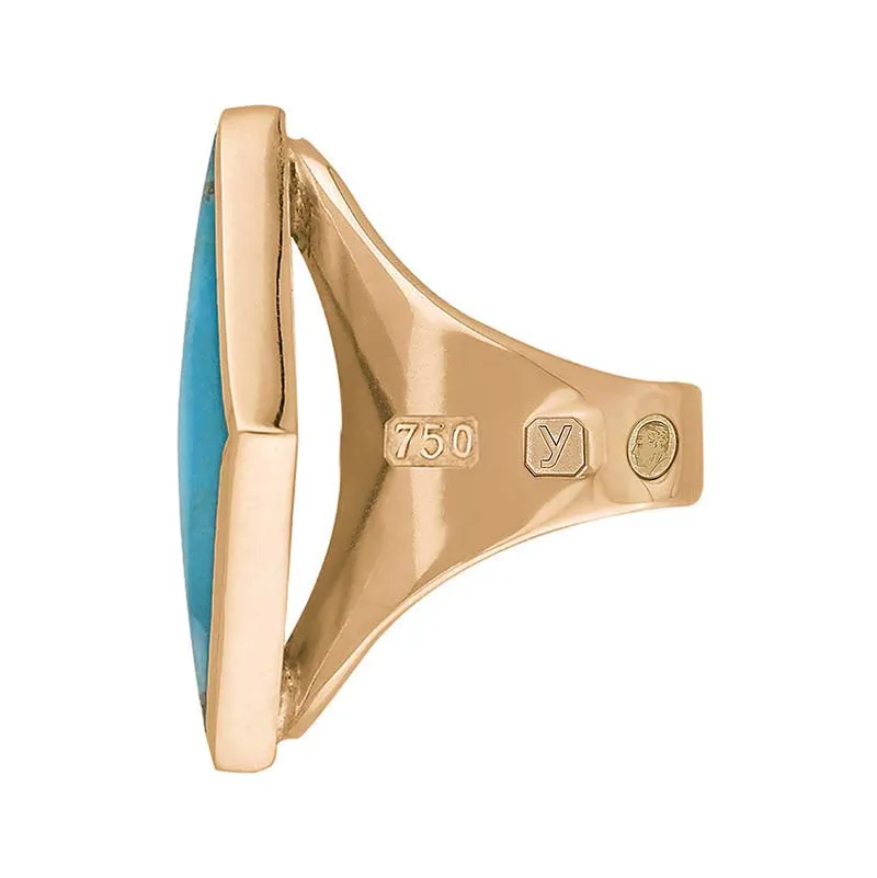 18ct Rose Gold Turquoise King's Coronation Hallmark Medium Rhombus Ring