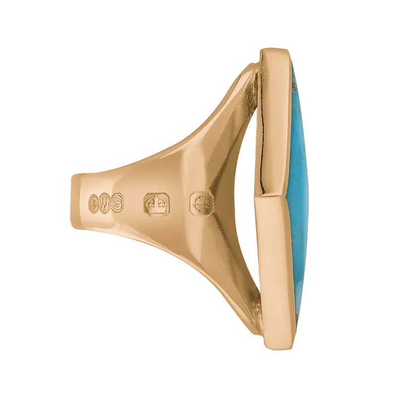 18ct Rose Gold Turquoise King's Coronation Hallmark Medium Rhombus Ring