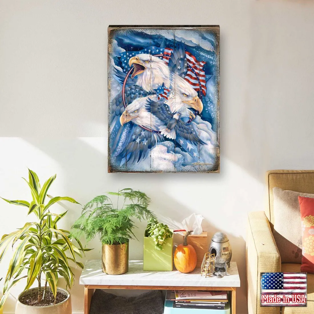 Allegiance American Patriotic Eagles Wooden Wall Art by J. Bergsma - American Patriotic Décor - 8592730BP-JB