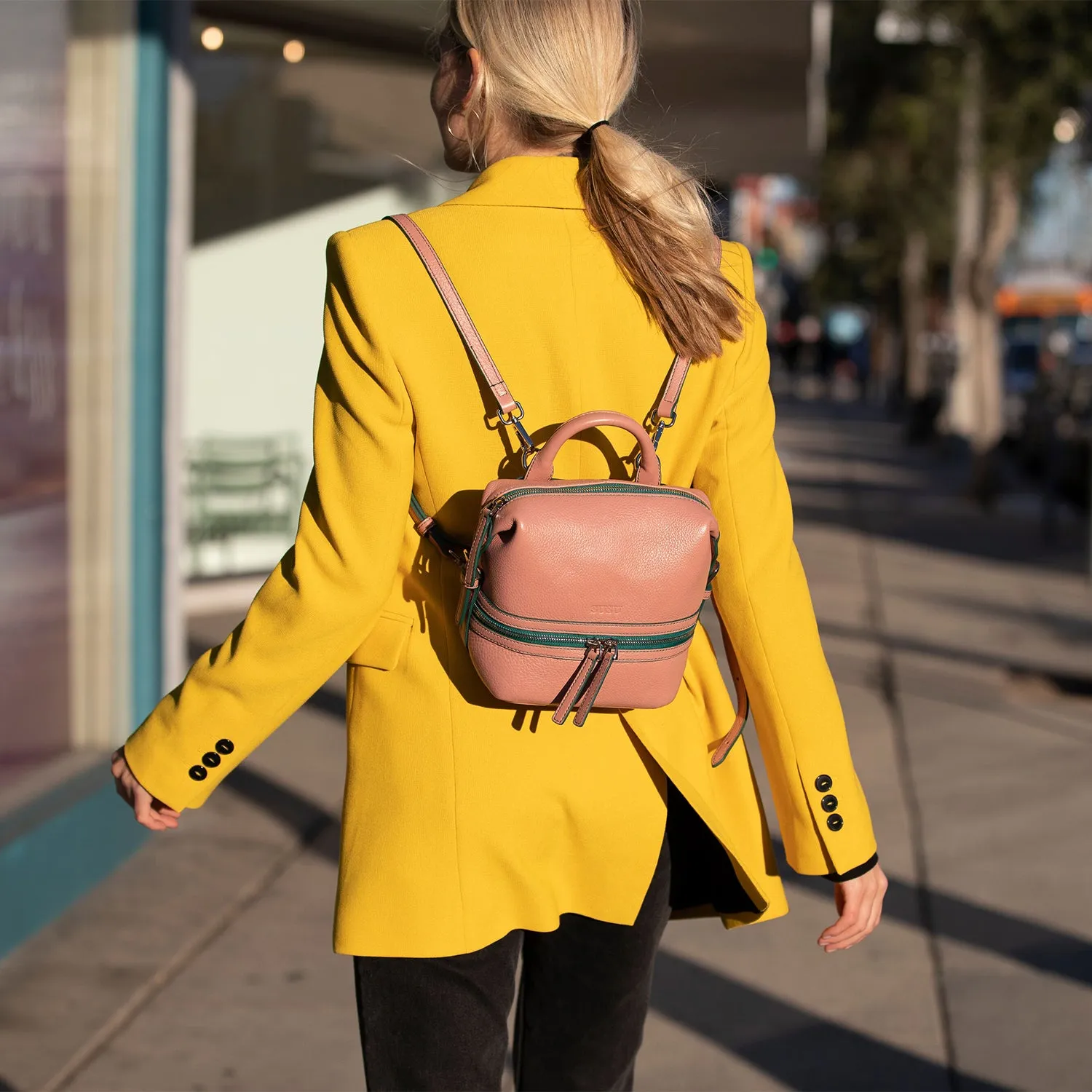 Ashley Small Pink Leather Backpack Purse