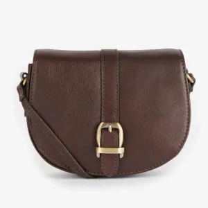 Barbour Laire Leather Saddle Bag in Dark Brown