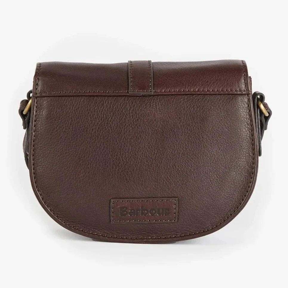 Barbour Laire Leather Saddle Bag in Dark Brown