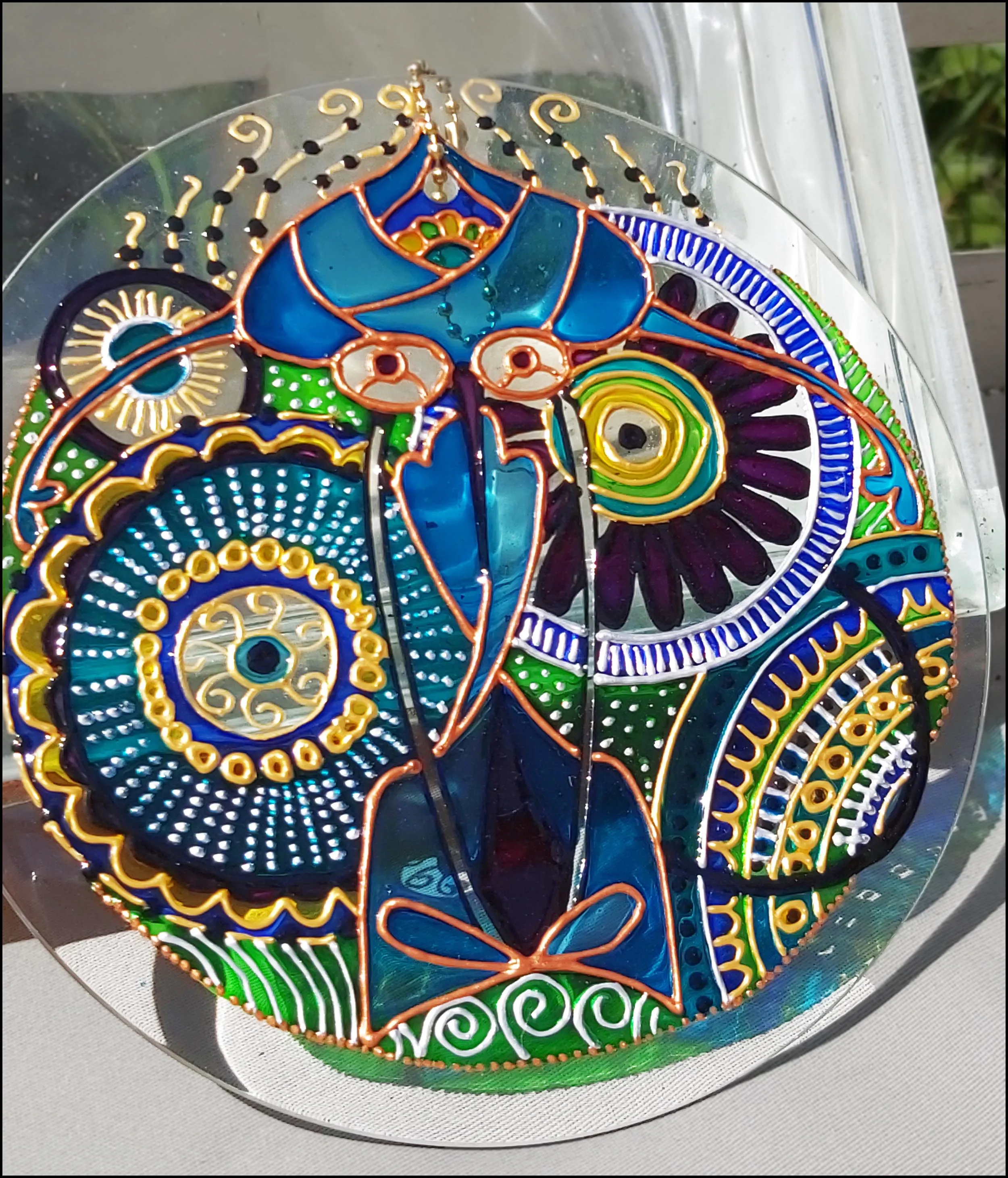 Blue & Green Mandala Suncatcher