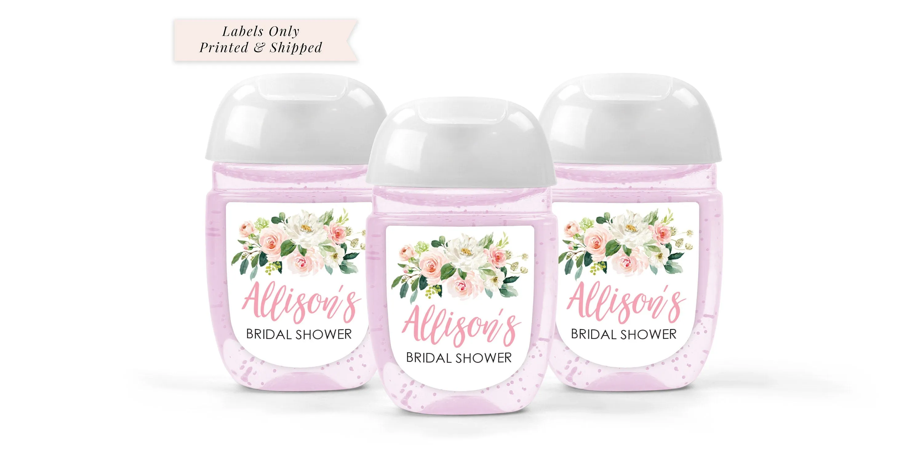 Bridal Shower Hand Sanitizer Labels Blush Floral Wedding Favor   Bachelorette Party Hand Sanitizer Labels - Set of 30 Labels