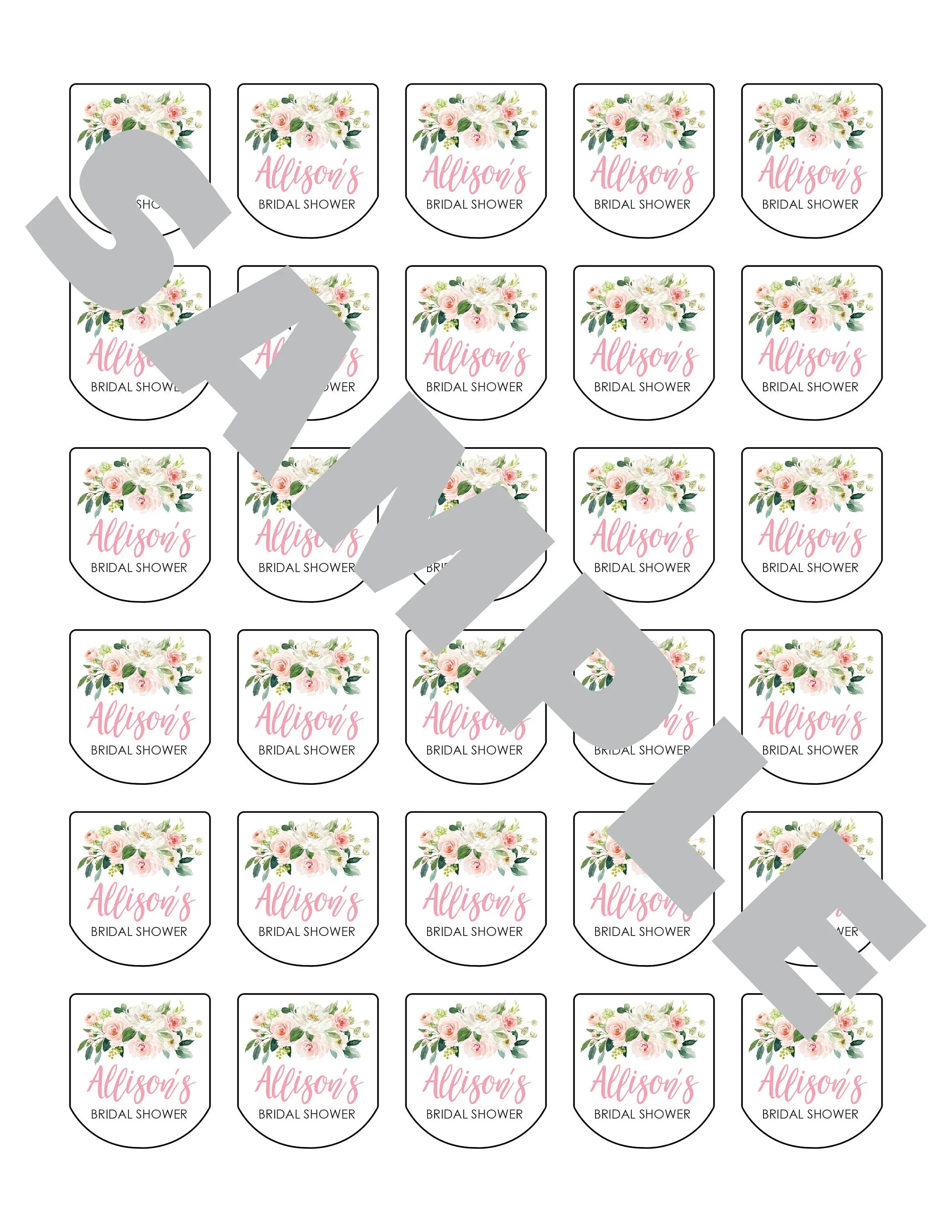 Bridal Shower Hand Sanitizer Labels Blush Floral Wedding Favor   Bachelorette Party Hand Sanitizer Labels - Set of 30 Labels