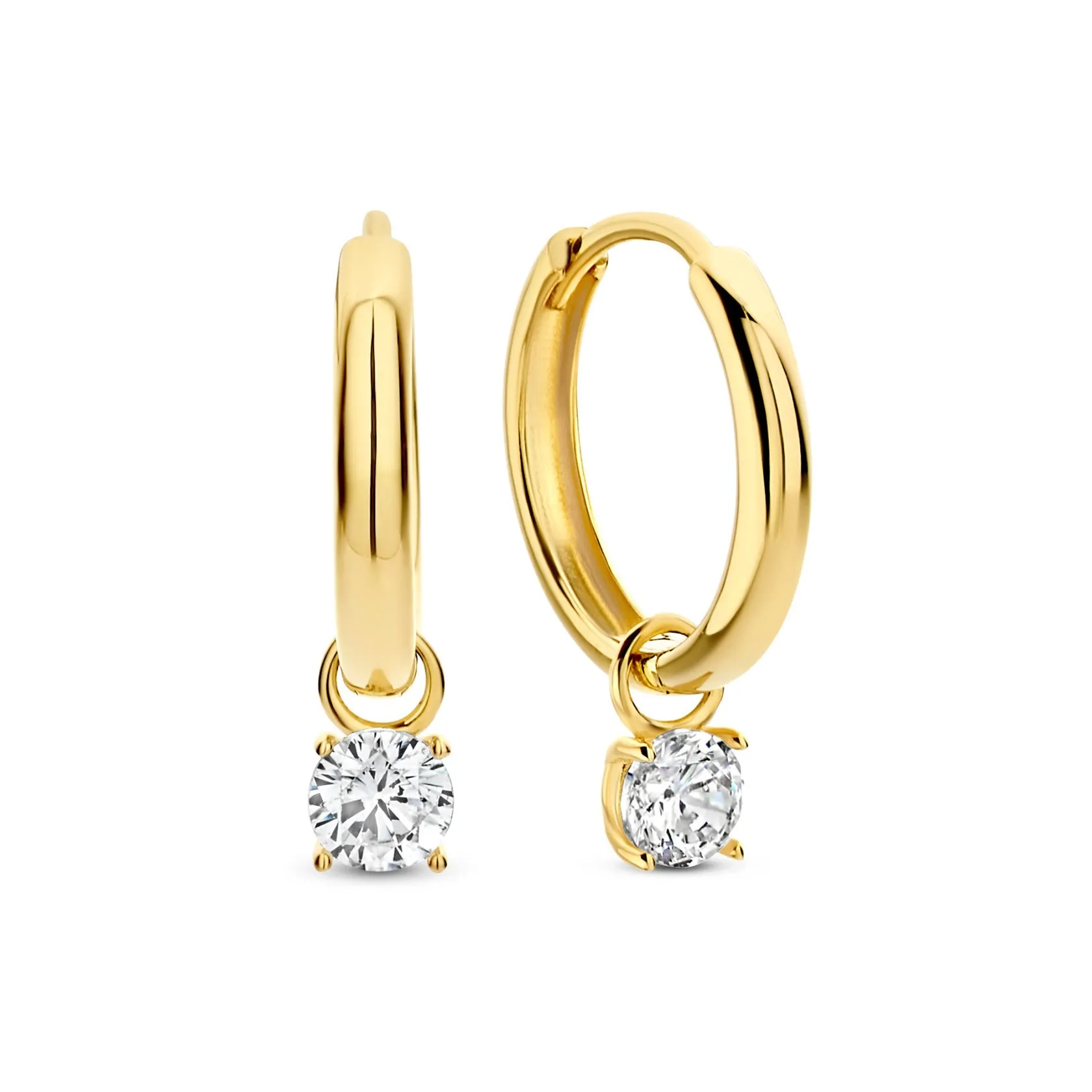 Cadeau d'Isabel 14 karat gold earring set with zirconia stones