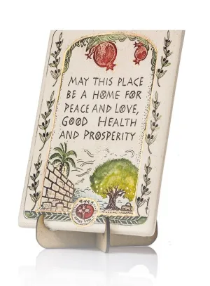 Clay Art May This Place Blessing Good Health Prosperity Handmade Ceramic Plaque