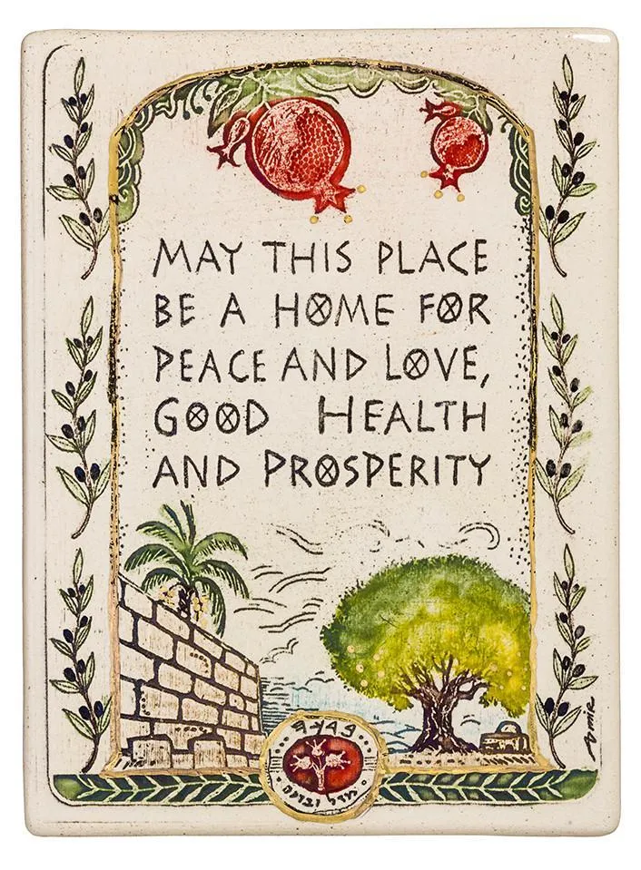 Clay Art May This Place Blessing Good Health Prosperity Handmade Ceramic Plaque