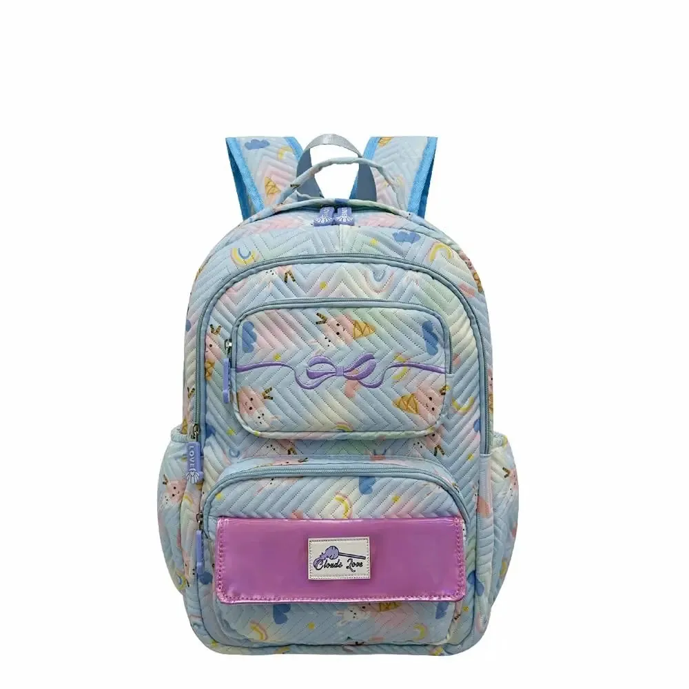 Clouds Love School Bag for Girls Kids Stylish Waterproof Girls School Bag Fashionable Large Capacity School Backpack for Girls Gift School Bag for Kids Girls 6-12 Years sky.blue