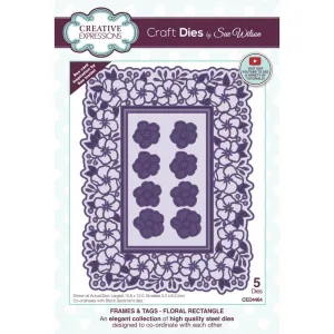 Creative Expressions Craft Dies By Sue Wilson - Frames & Tags Collection - Floral Rectangle*