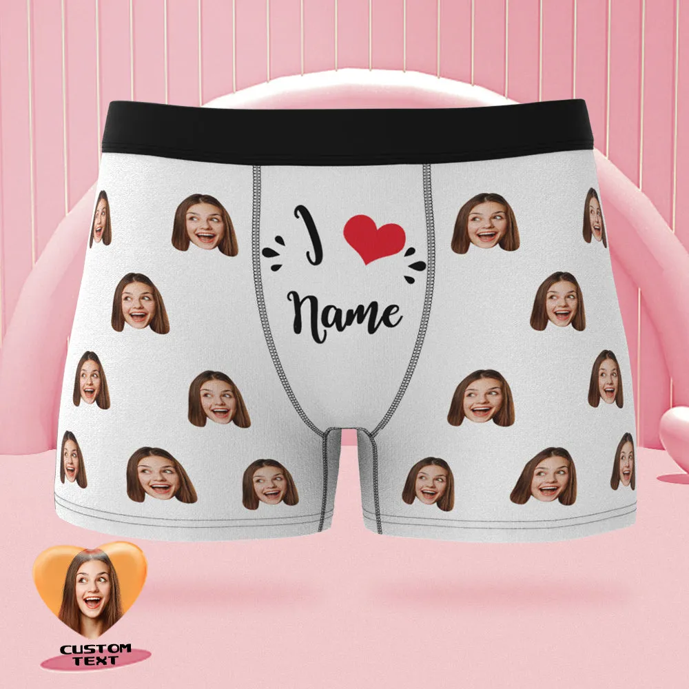 Custom Face Boxer Briefs I Love Name Personalised Naughty Valentine's Day Gift for Him