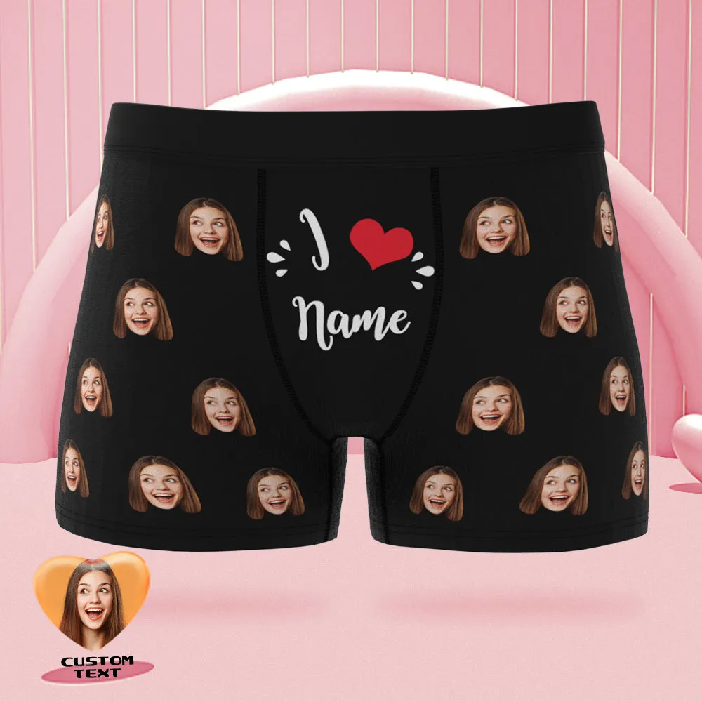 Custom Face Boxer Briefs I Love Name Personalised Naughty Valentine's Day Gift for Him