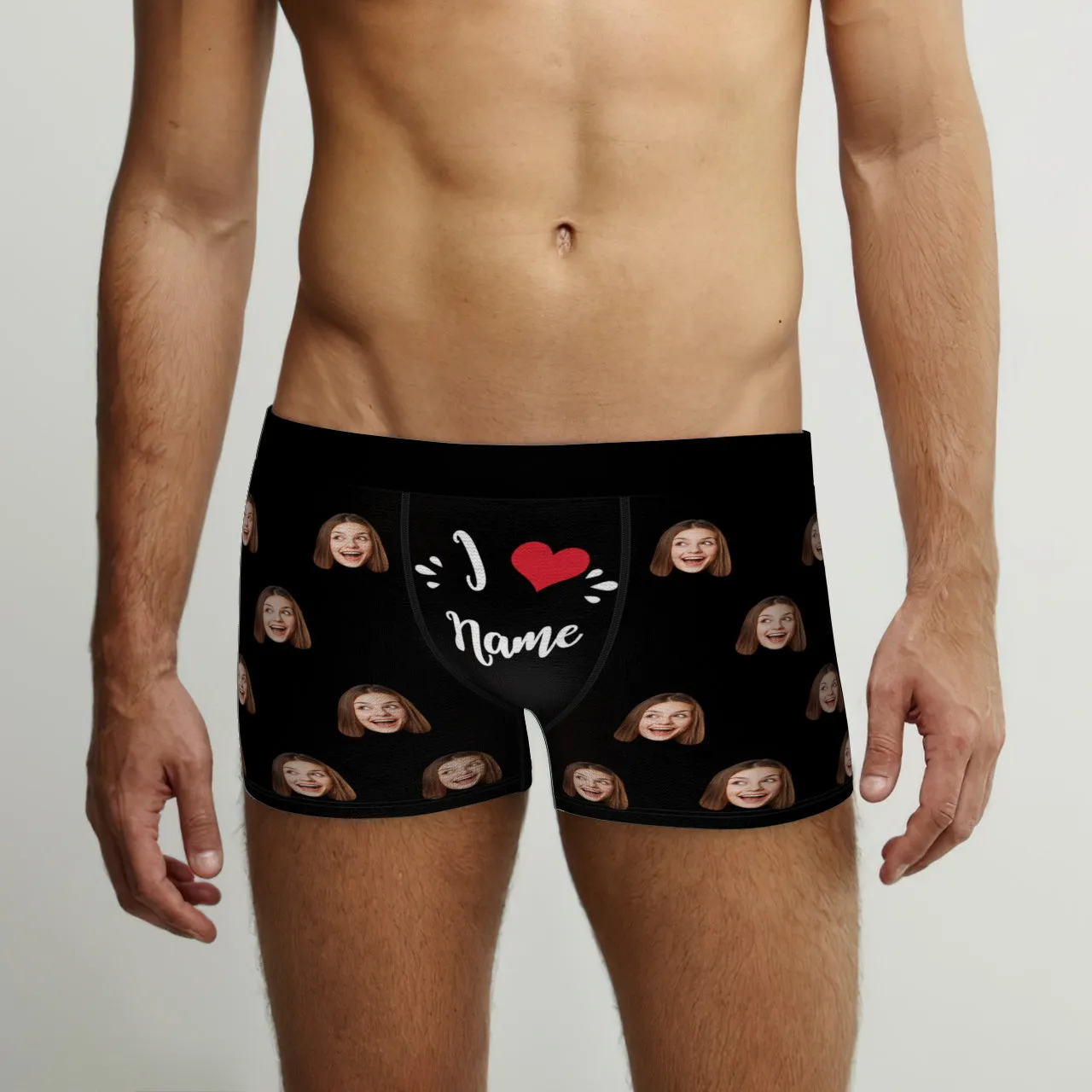 Custom Face Boxer Briefs I Love Name Personalised Naughty Valentine's Day Gift for Him