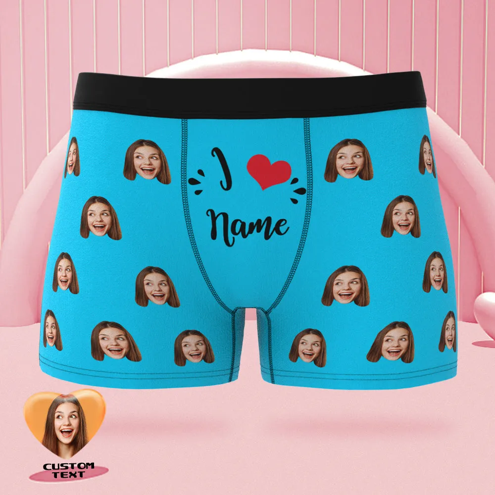 Custom Face Boxer Briefs I Love Name Personalised Naughty Valentine's Day Gift for Him