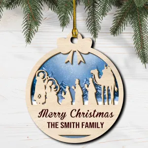 Custom Family Christmas Nativity of Jesus Wood Layered Ornaments - Personalized Ornaments for Christmas Tree Decorations