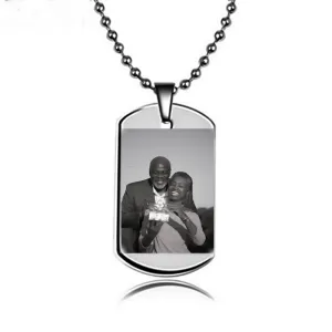 Custom Photo Engraved Dog Tag Necklace Best Gift For Grandparents, Grandma and Great Grandma