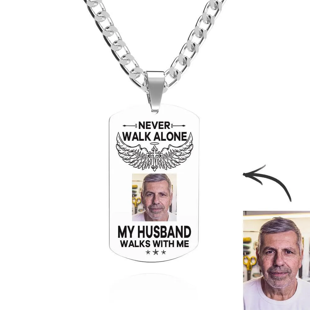 Custom Stainless Steel Engraved Memorial Keepsake Photo Dog Tag Necklace