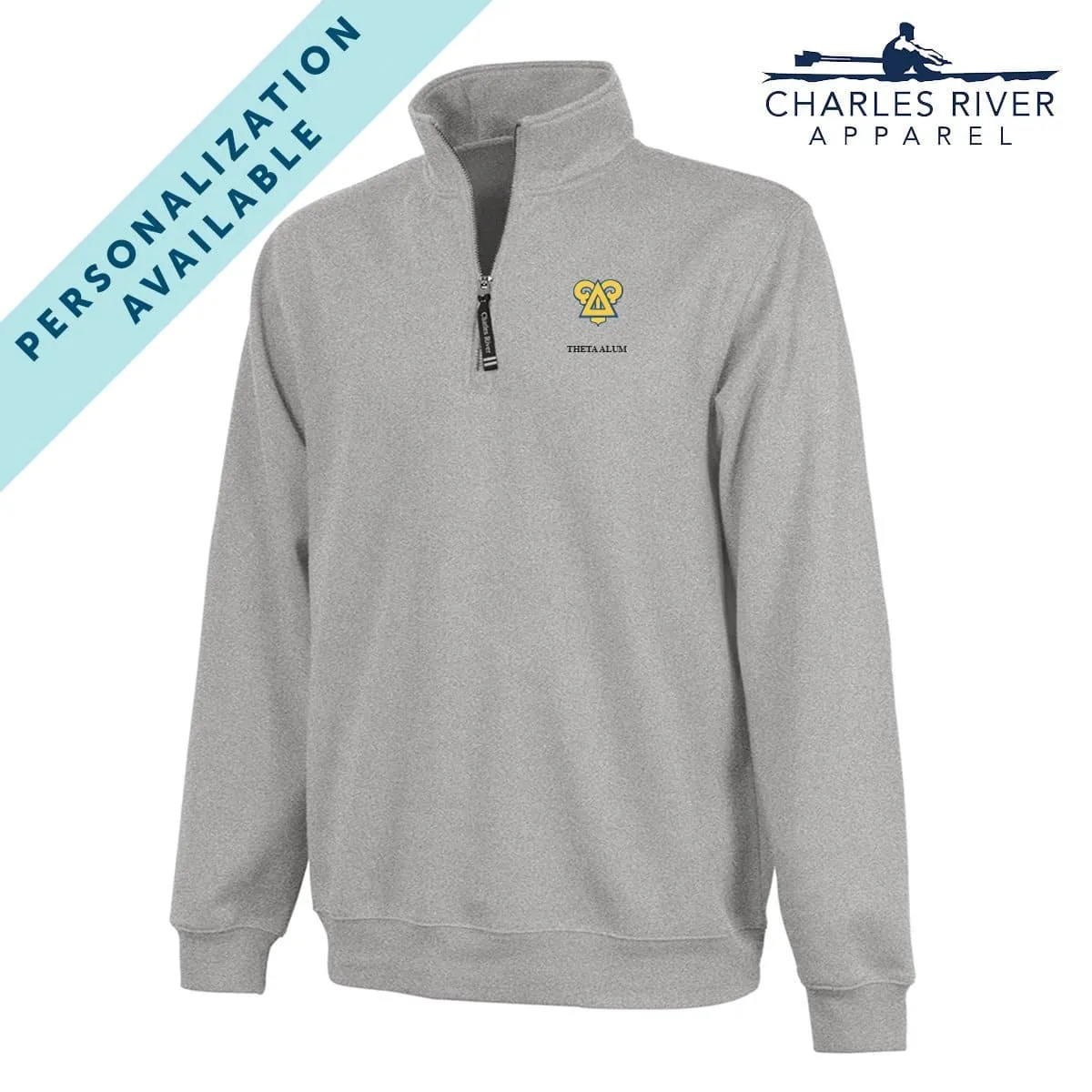 Delta Upsilon Embroidered Crest Gray Quarter Zip