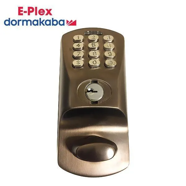 E-Plex - 1502 - Electronic Pushbutton Keyless Deadbolt Lock - Schlage 'C' - Adjustable Backset - Dark Bronze - Grade 2