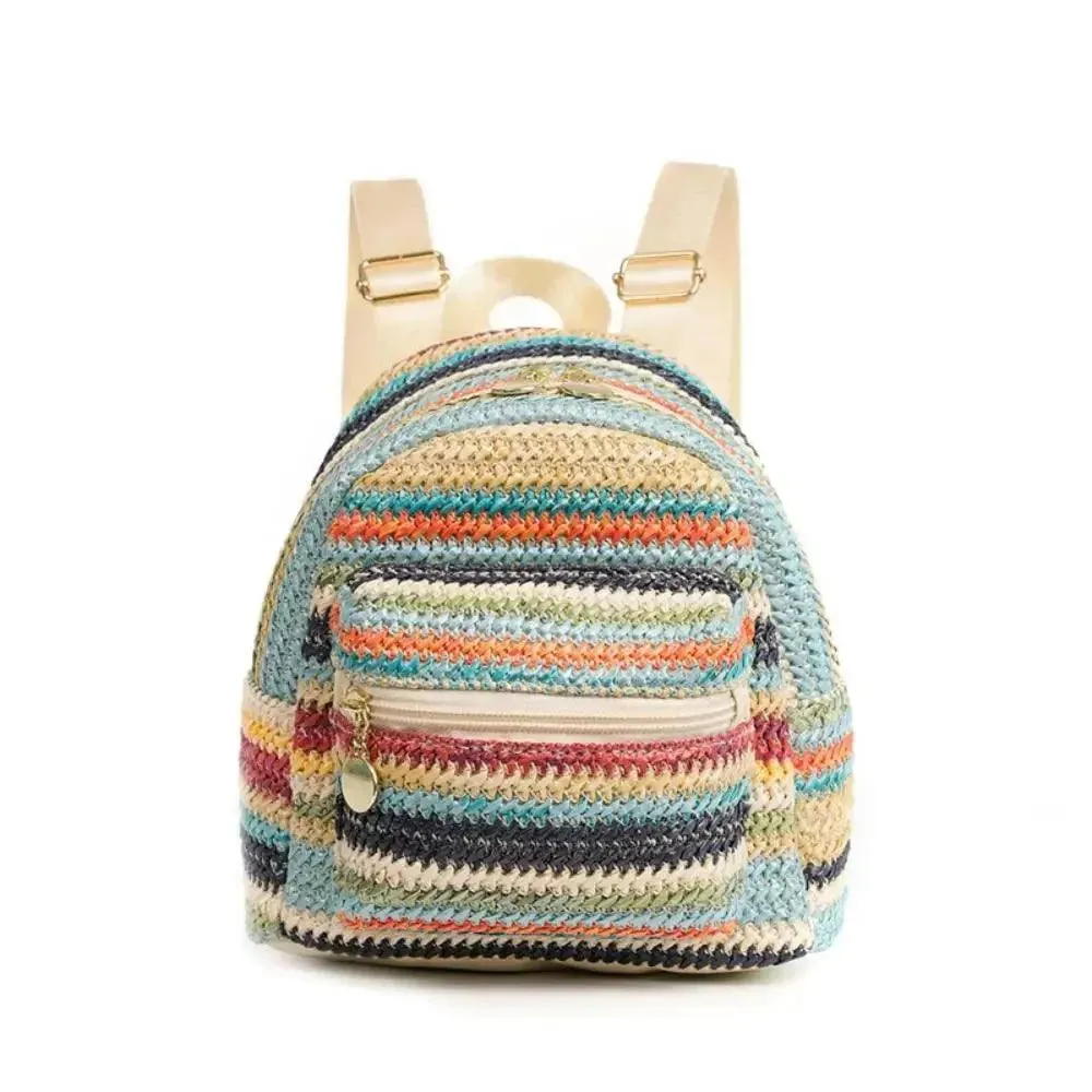 Fashionable Straw Weave Backpack