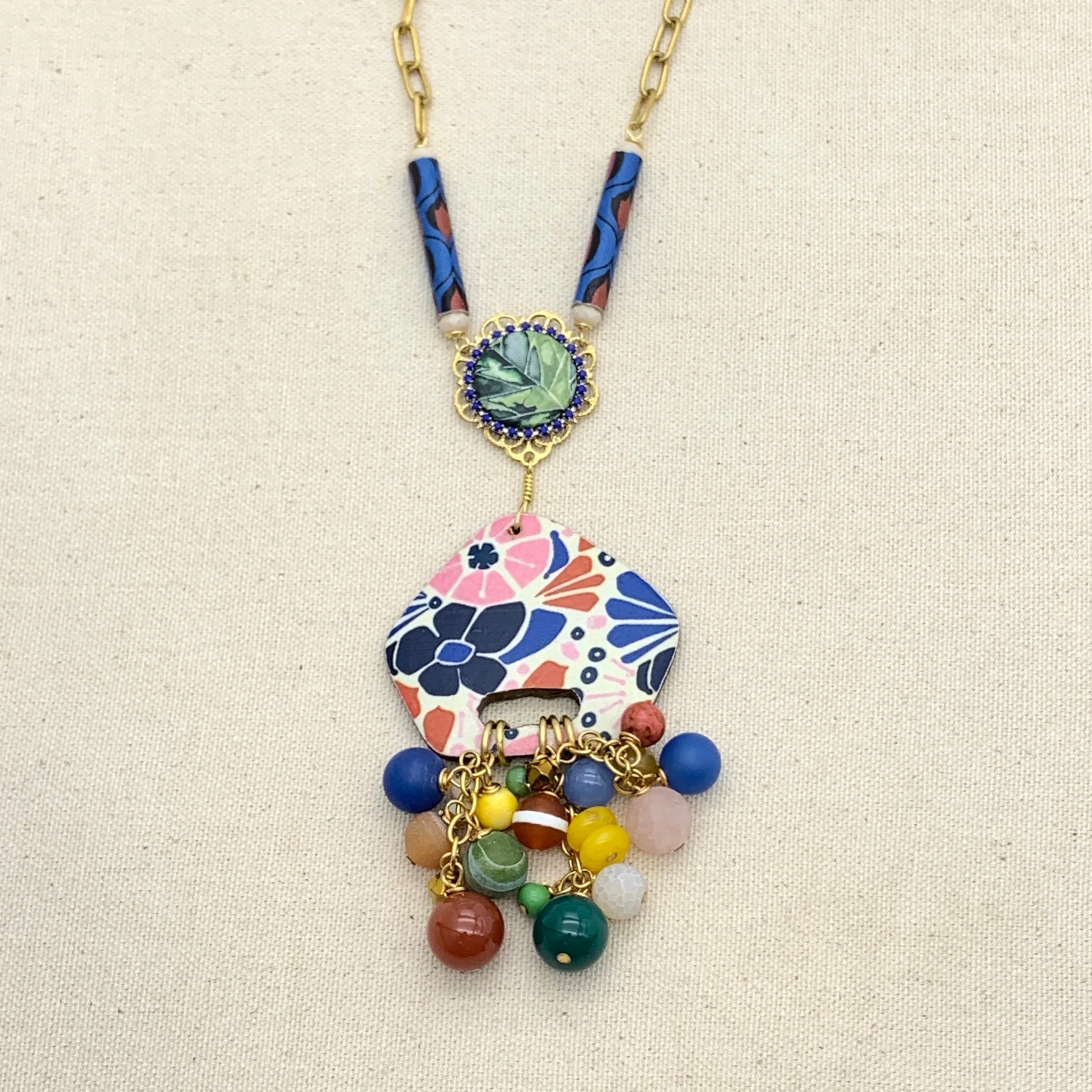 Folk Art Collector's Long Beaded Pendant Necklace