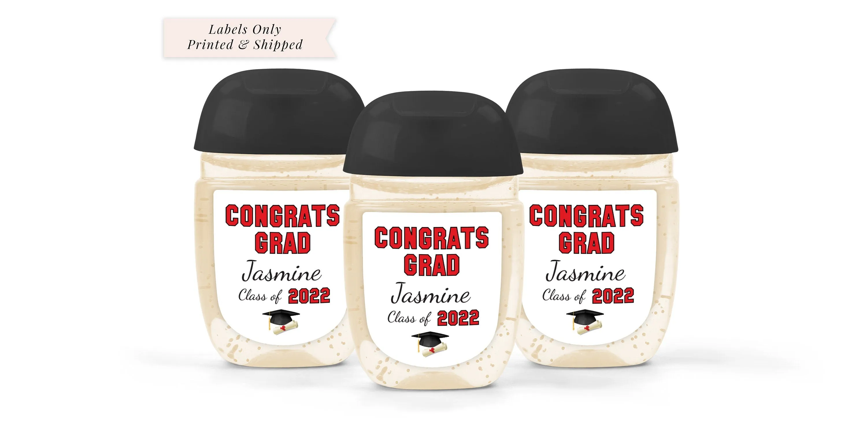 Graduation Sanitizer Labels, Congrats Graduate Class of 2022 Sanitizer Labels, Graduation Party Favors Sanitizer Stickers - Set of 30 Labels