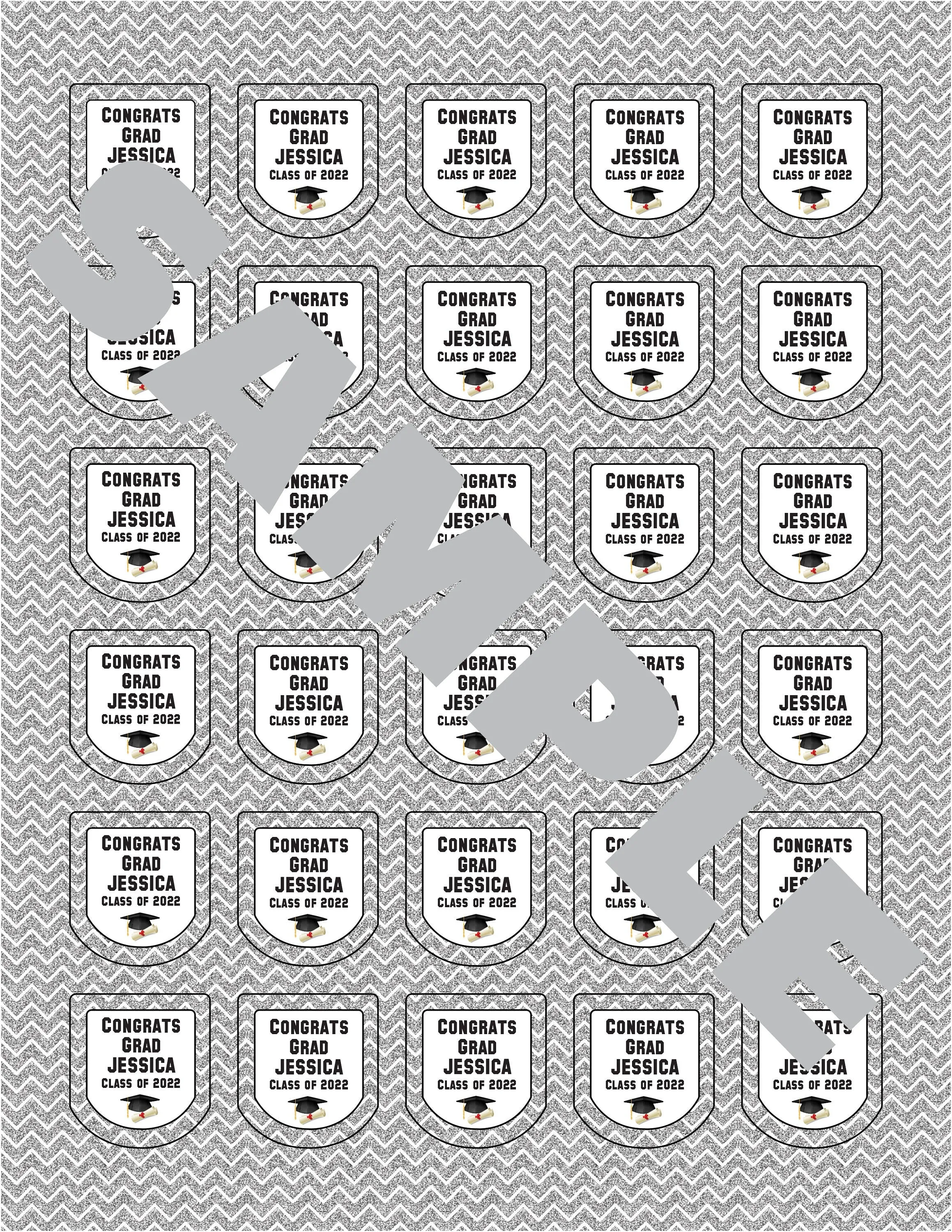 Graduation Sanitizer Labels, Congrats Graduate Class of 2022, Silver Graduation Party Favors Sanitizer Stickers - Set of 30 Labels