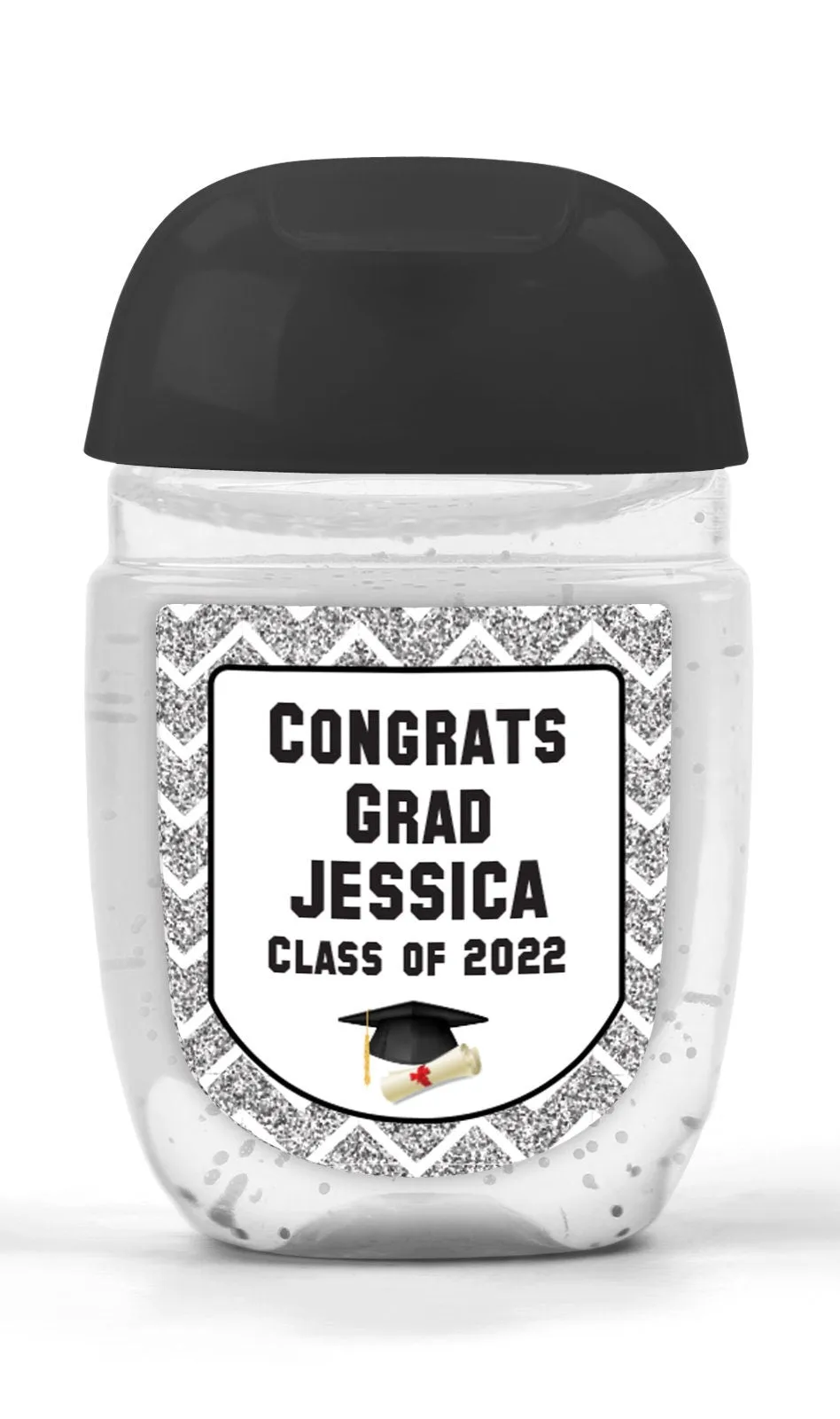 Graduation Sanitizer Labels, Congrats Graduate Class of 2022, Silver Graduation Party Favors Sanitizer Stickers - Set of 30 Labels