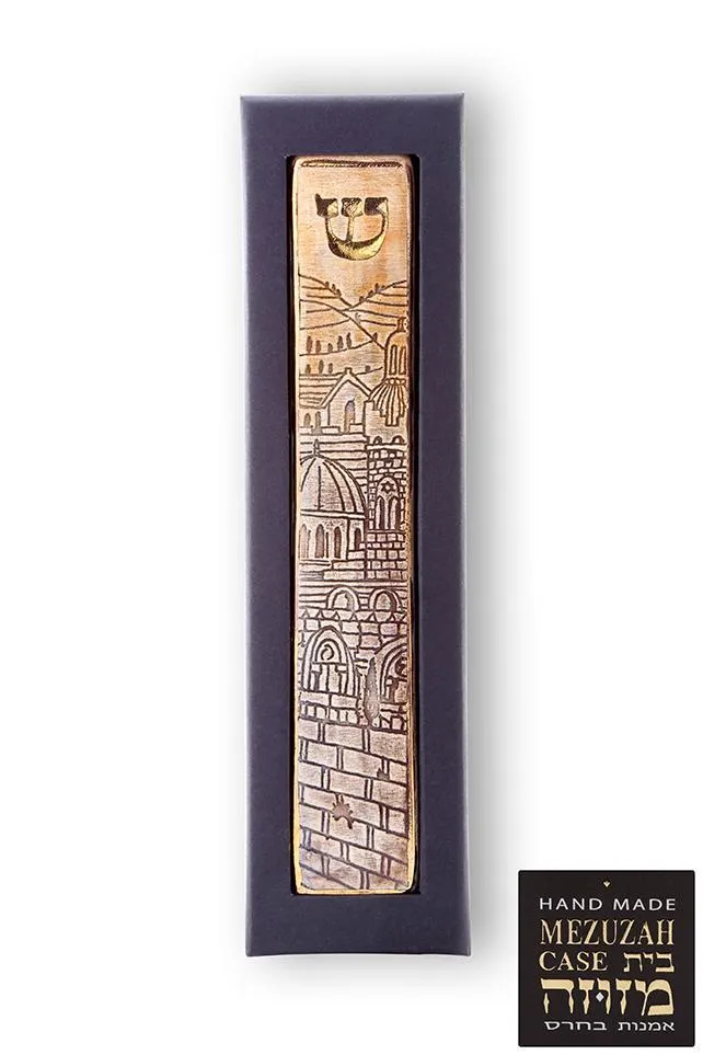 Handmade Ceramic Mezuzah Jerusalem Walls