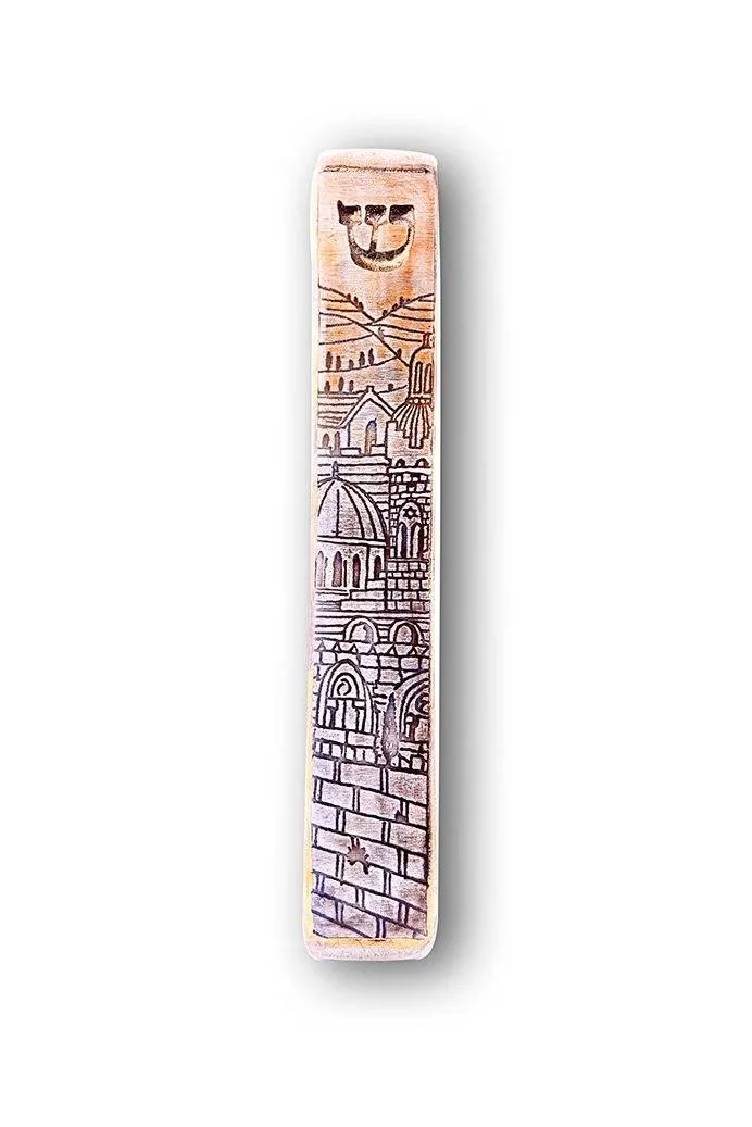 Handmade Ceramic Mezuzah Jerusalem Walls