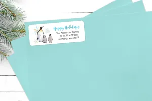 Happy Holidays Address Labels Envelope Seals Merry Christmas Stickers Gift Tags Penguin Labels Christmas Seals Packaging - Set of 30