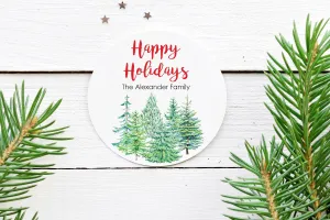 Happy Holidays Stickers Envelope Seals Merry Christmas Stickers Gift Tags Christmas Trees Labels Christmas Seals Packaging - Set of 24