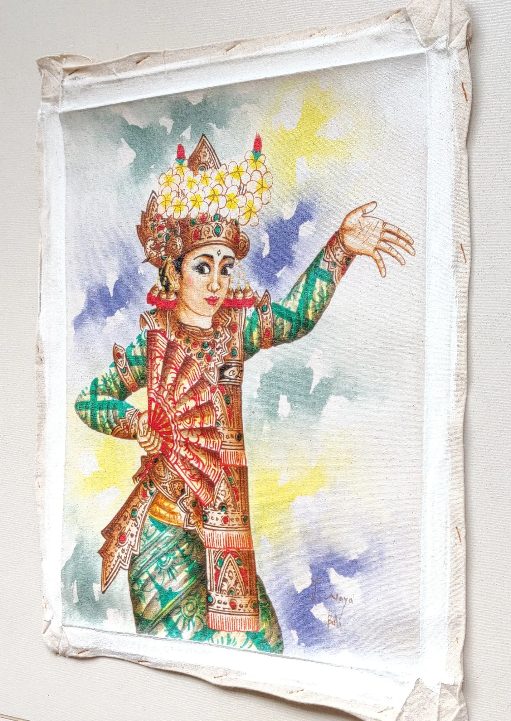 Home Decor: Wall Hangings. Artistic Traditional Balinese Legong Dancer Painting.