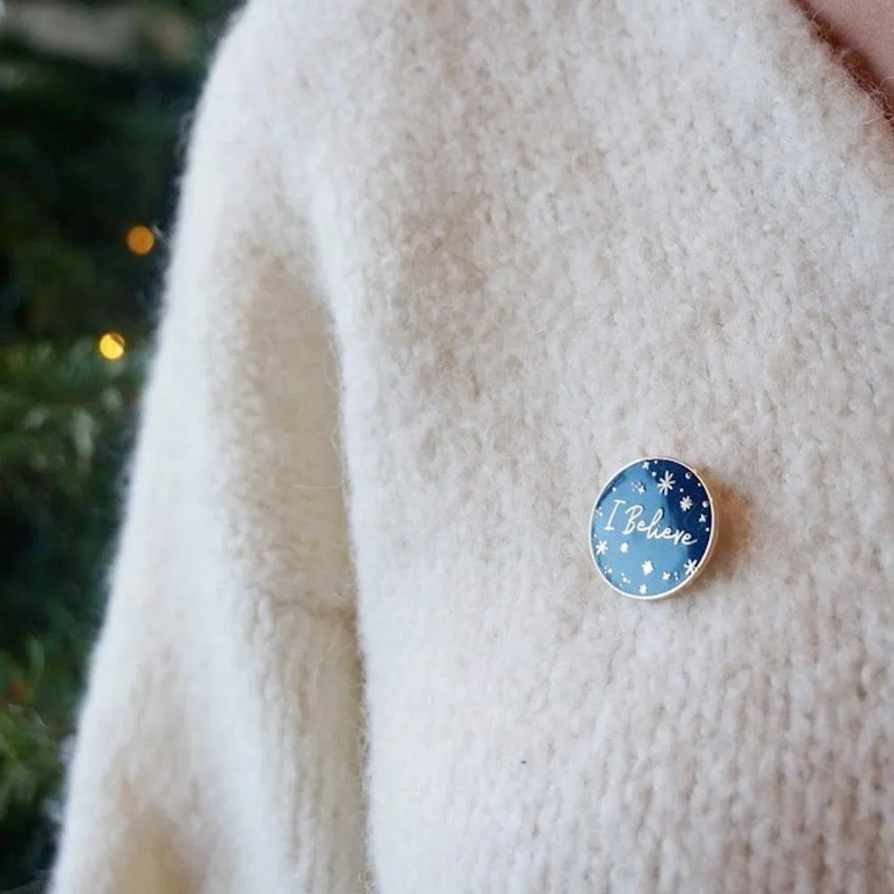 I Believe Navy Enamel Pin Badge