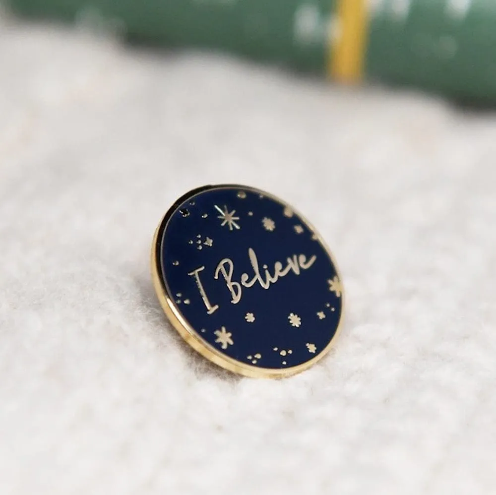 I Believe Navy Enamel Pin Badge