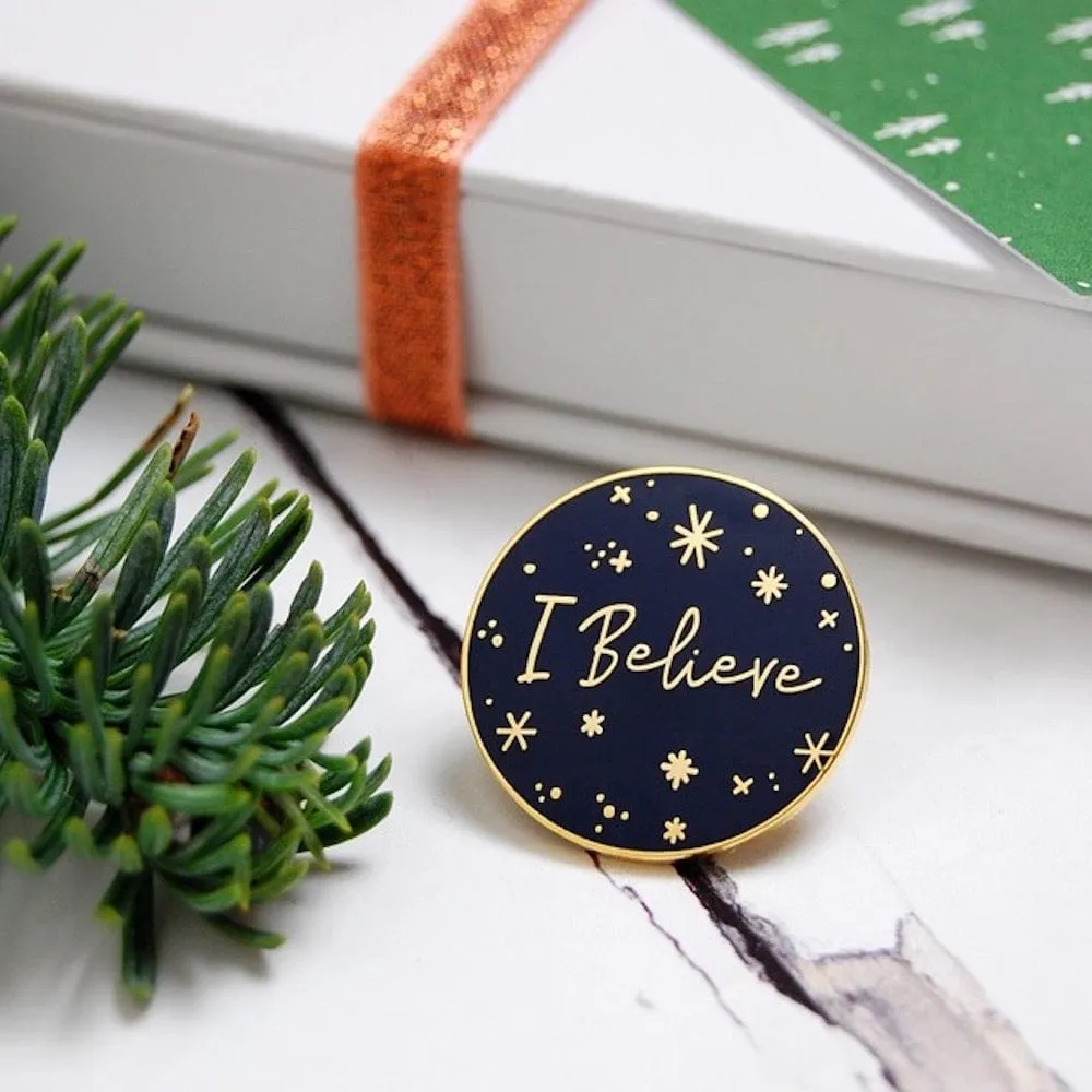 I Believe Navy Enamel Pin Badge