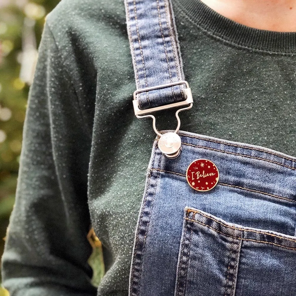 I Believe Red Enamel Pin Badge