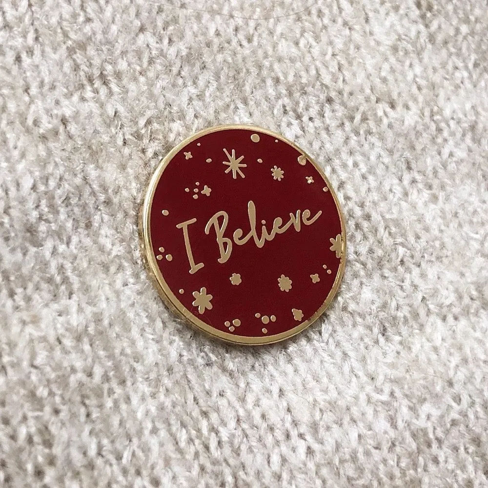 I Believe Red Enamel Pin Badge