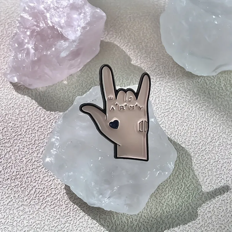 I Love You Gesture Enamel Pins Funny Kpop Jewelry