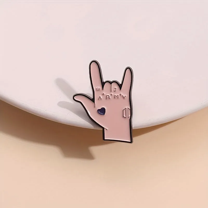 I Love You Gesture Enamel Pins Funny Kpop Jewelry