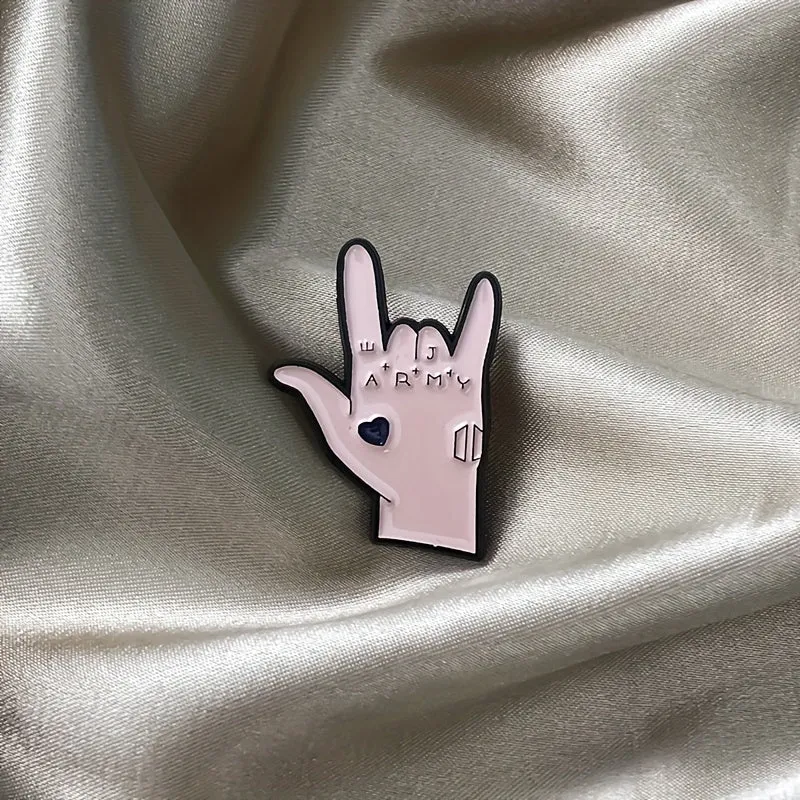 I Love You Gesture Enamel Pins Funny Kpop Jewelry