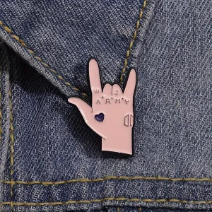 I Love You Gesture Enamel Pins Funny Kpop Jewelry