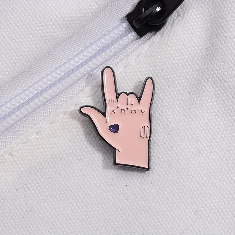 I Love You Gesture Enamel Pins Funny Kpop Jewelry