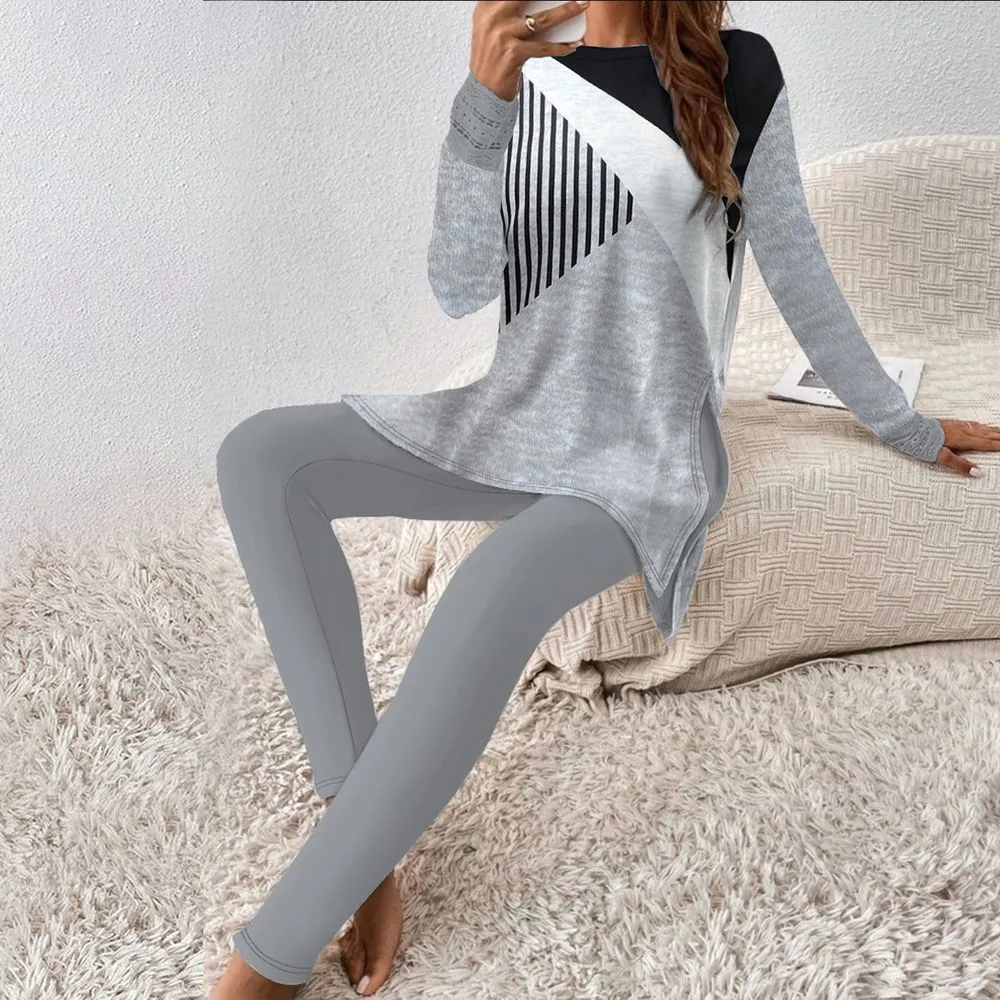 iForgirls Classy Long Sleeve Two Piece Grey-Set