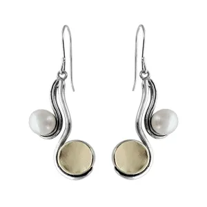 Israeli Gold Pearl Tendril Earrings