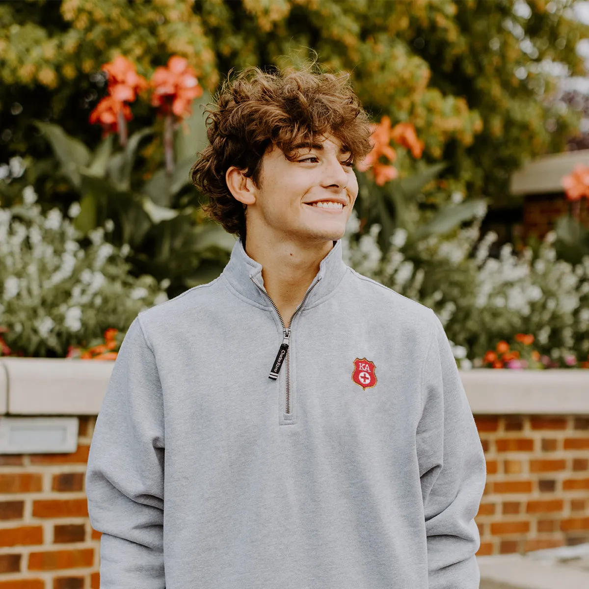 Kappa Alpha Embroidered Badge Gray Quarter Zip