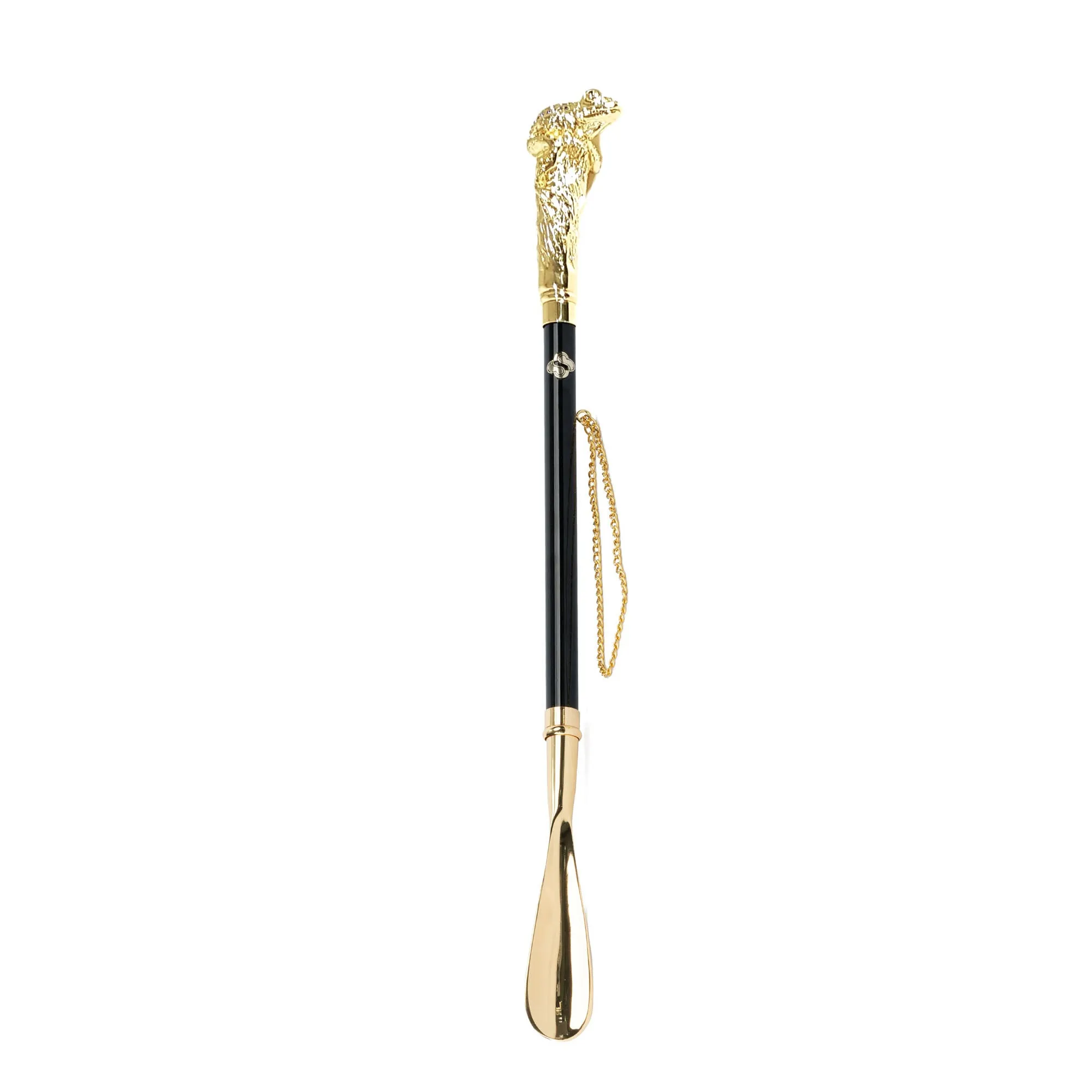 Leap into Luxury: Frog-Handled Shoehorn with Artistic Flair - Sapphire crystals